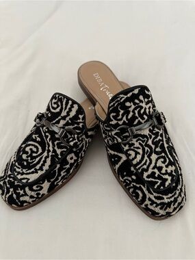 Diba True Black & Cream Jacquard Slip-On Mule